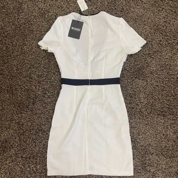 NWT - ADELAIS V-NECK BODYCON MINI EYELASH LACE DRESS (WHITE) - US 4 (UK 8) - Picture 5 of 5